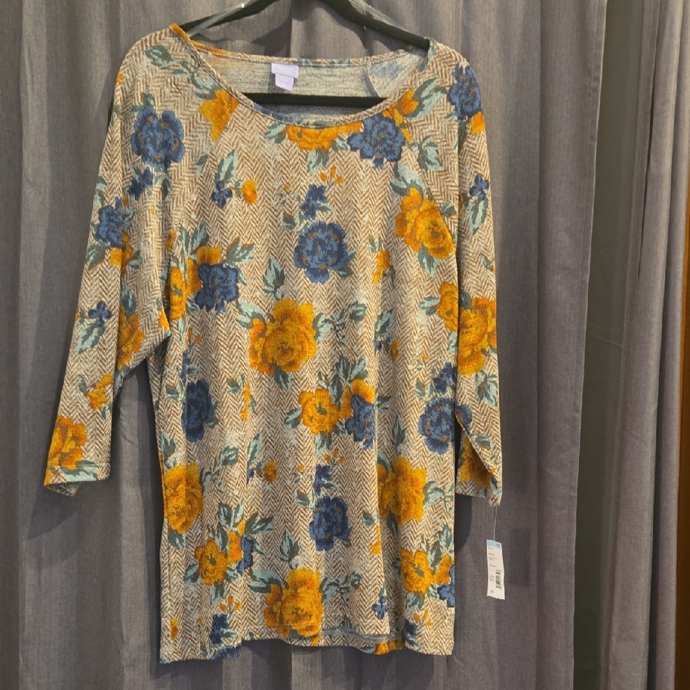 Vintage Sears Laura Scott Blue and Orange Floral Tunic